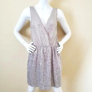 Express Tan Champagne Silver Sequin Sleeveless Mini Dress SZ M